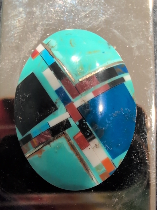 Native American Other - Turquoise Inlay Oval Money Clip - Artisan Style